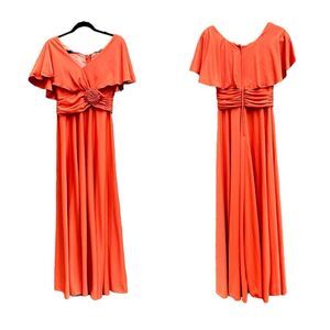 Vintage 50s-60s Lorrie Deb San Francisco Burnt Orange Maxi Dress Size S